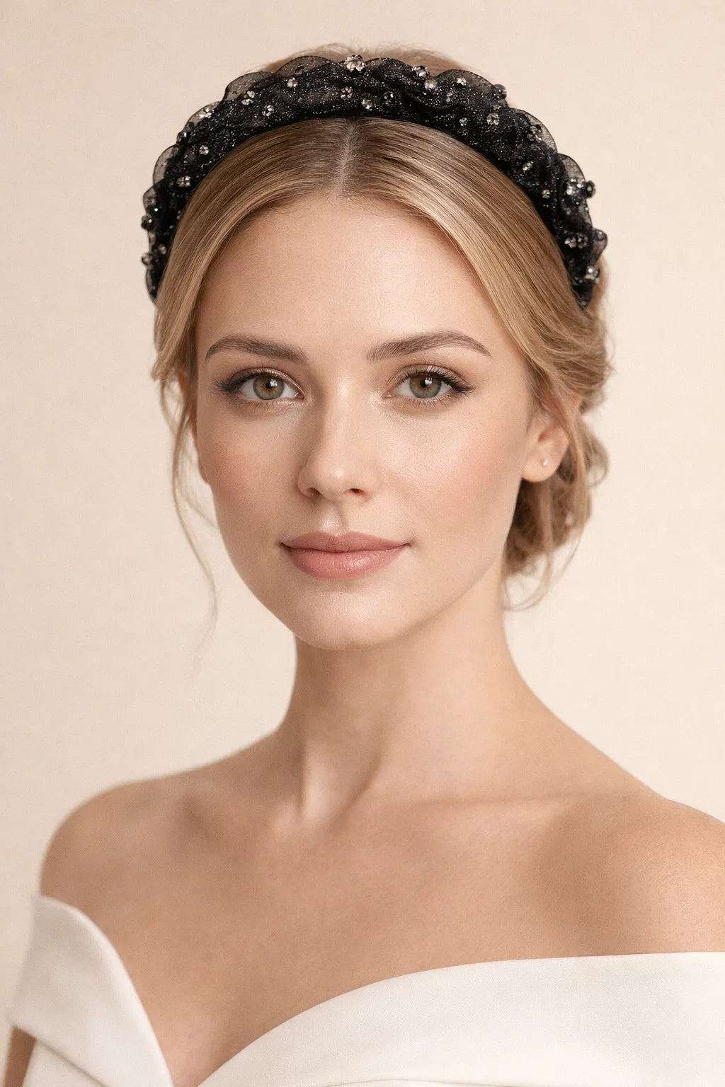 Serre tête mariage noir