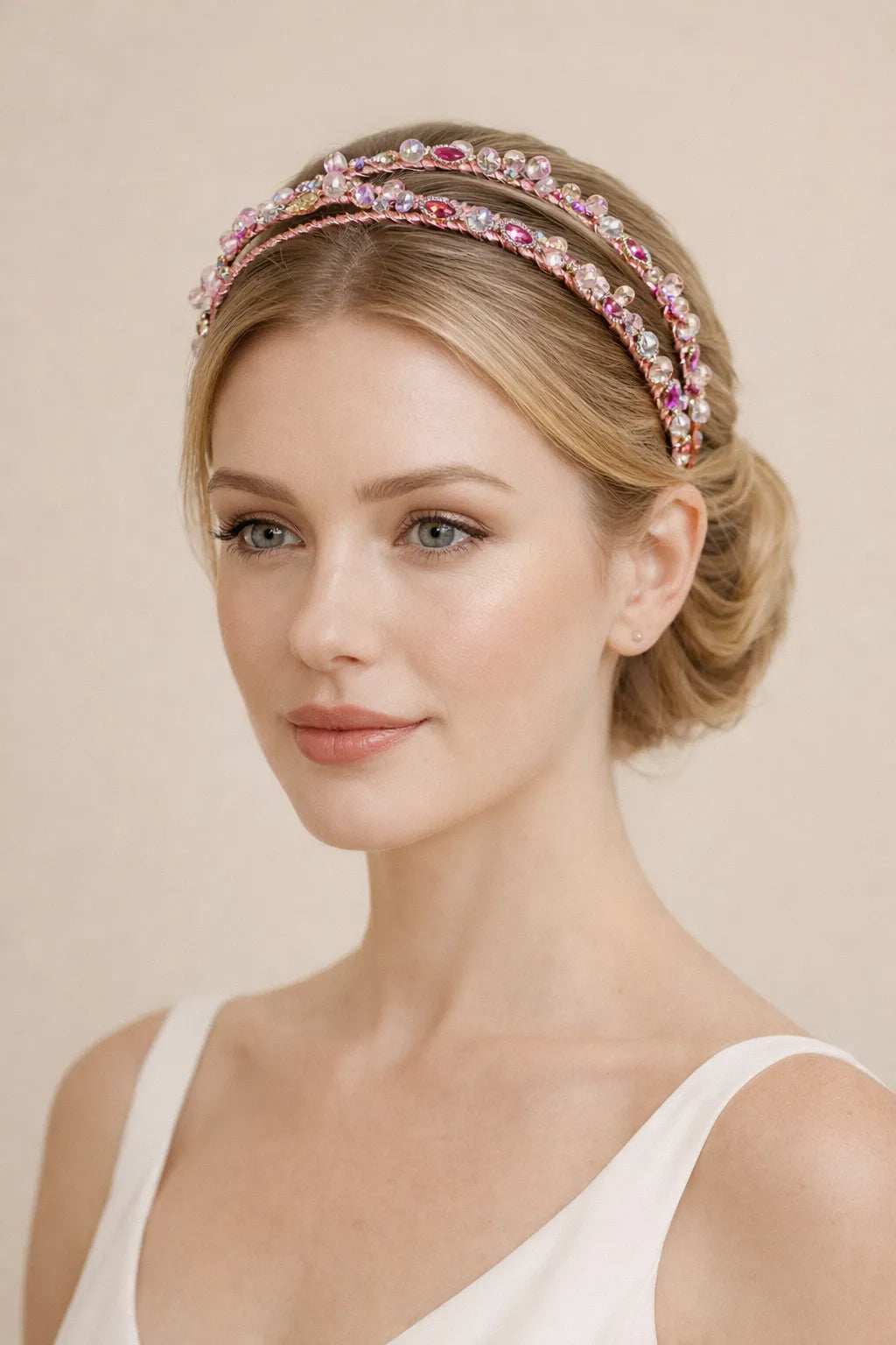 Serre tête mariage rose