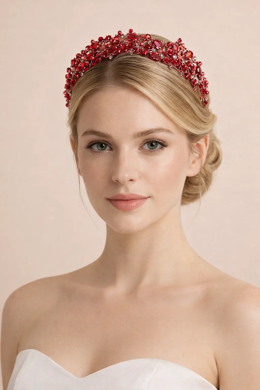 Serre tête mariage rouge