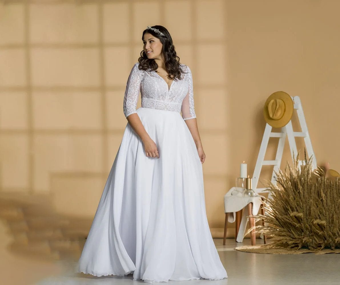 Robe de mariée femme ronde bustier – Bohelle - Main Image