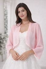 Boléro mariage mousseline de soie rose