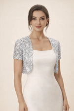 Bolero mariage paillette gris