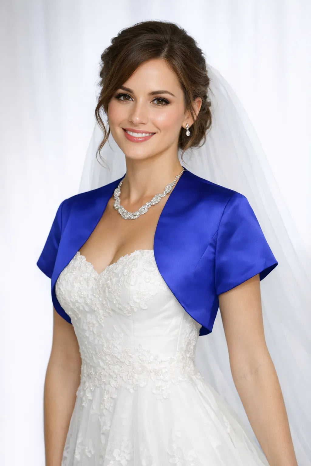 Boléro bleu mariage