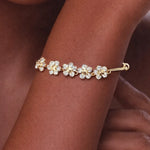 Bracelet mariée or à fleurs