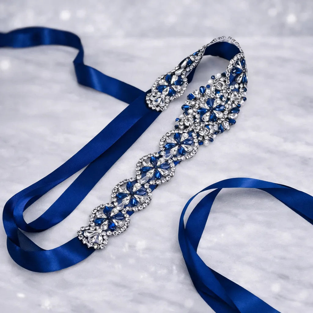 Ceinture bleu pour robe de mariée