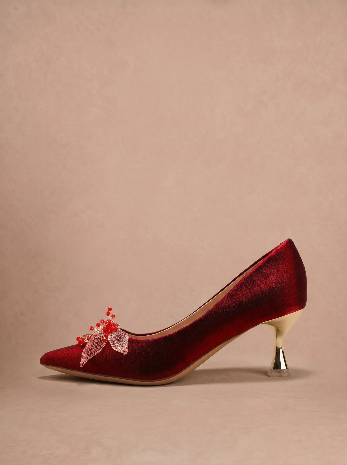 Chaussures de Mariée Bordeaux à Talon Évasé – 6 cm