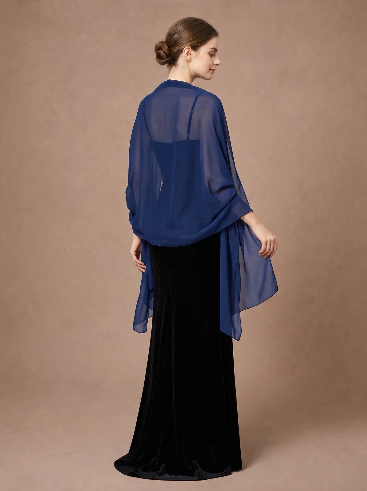 Étole bleu marine en mousseline pour mariage