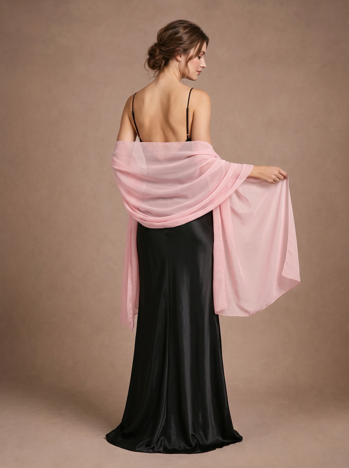 Étole rose poudré en mousseline pour mariage