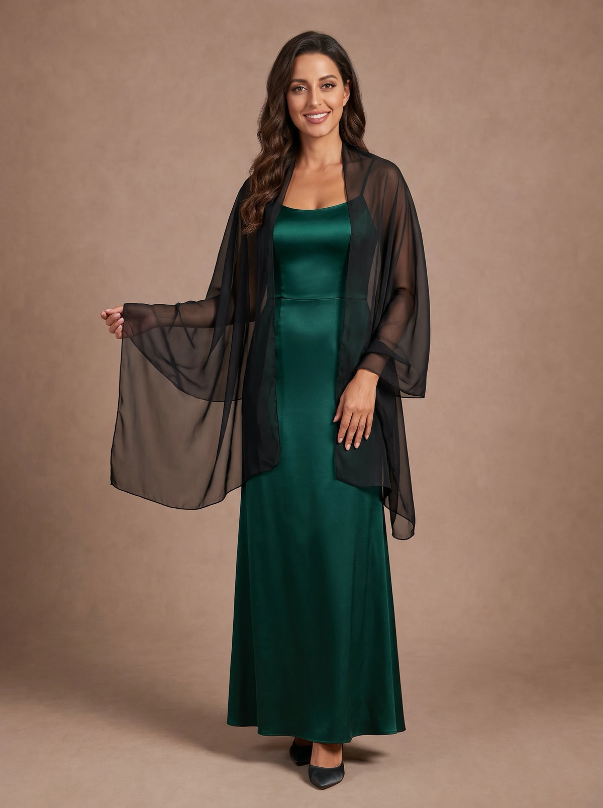 Étole noire légère et transparente pour mariage