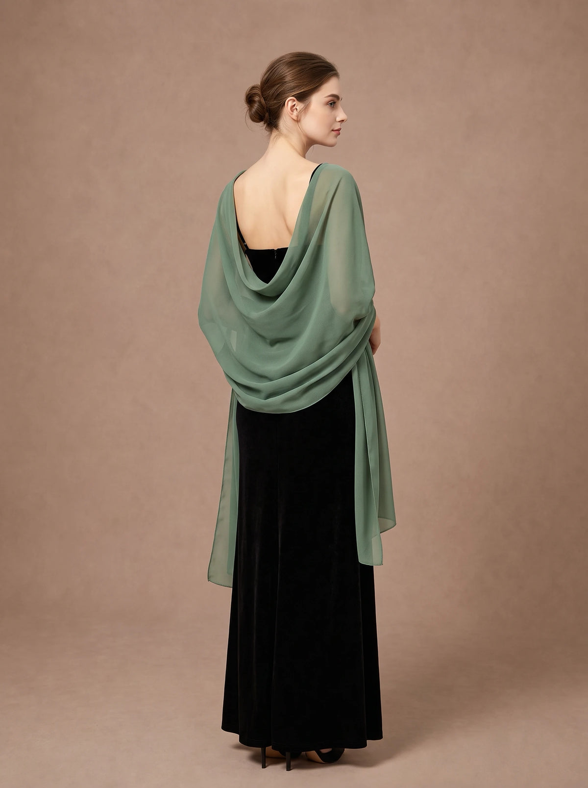 Étole vert sauge en mousseline pour mariage