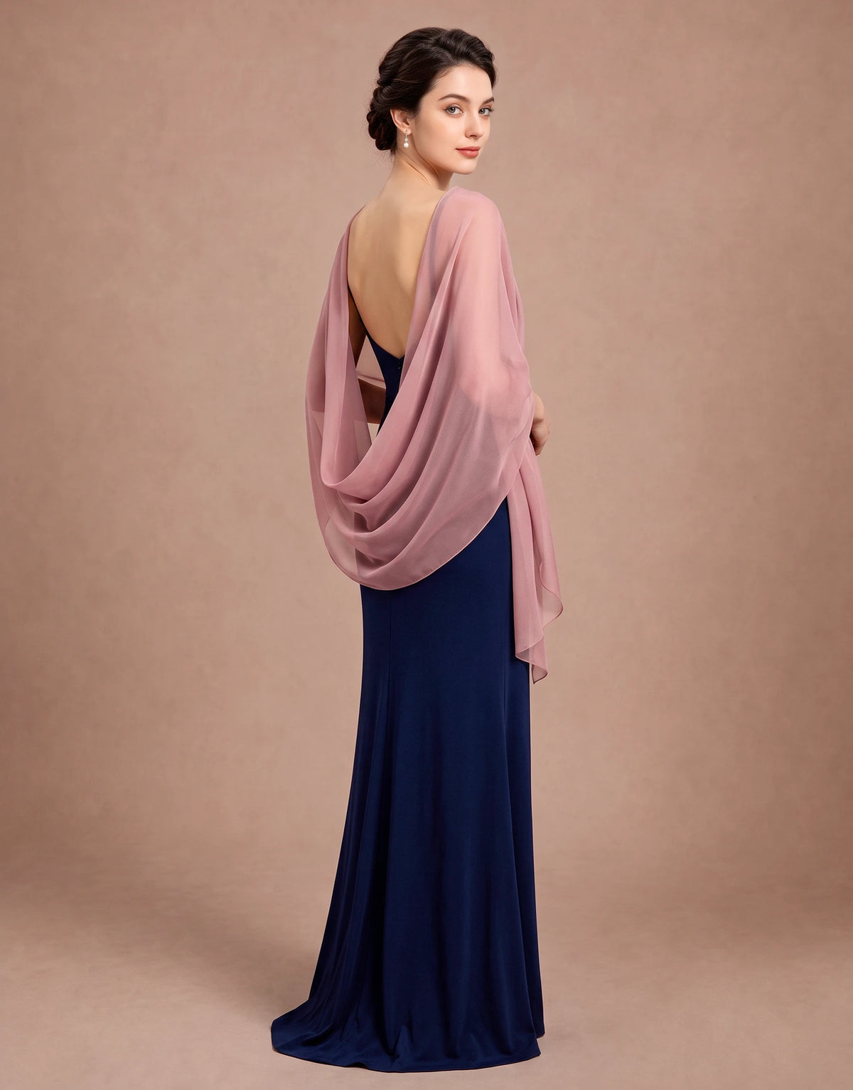 Étole vieux rose en mousseline pour mariage
