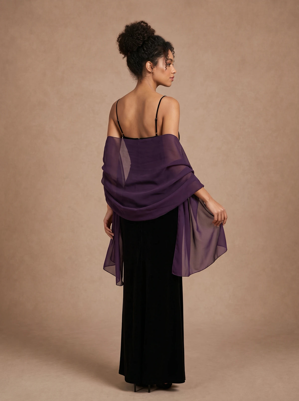 Étole violet foncé en mousseline pour mariage