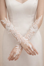 Mitaine de mariée en dentelle & cristal