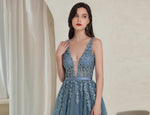 Robe de mariée bohème bleue