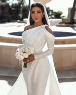 Robe de mariée satin manche longue