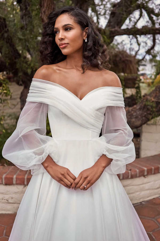 Robe de mariée trapèze manche longue