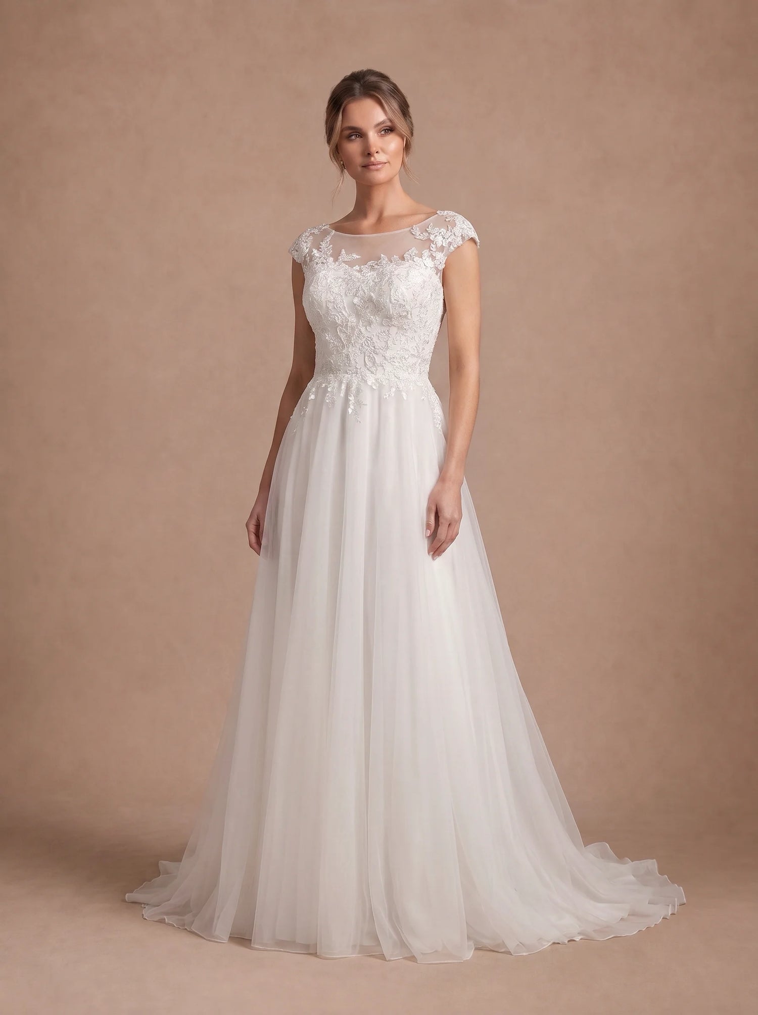 Robe de mariée Romantique en Dentelle et Tulle