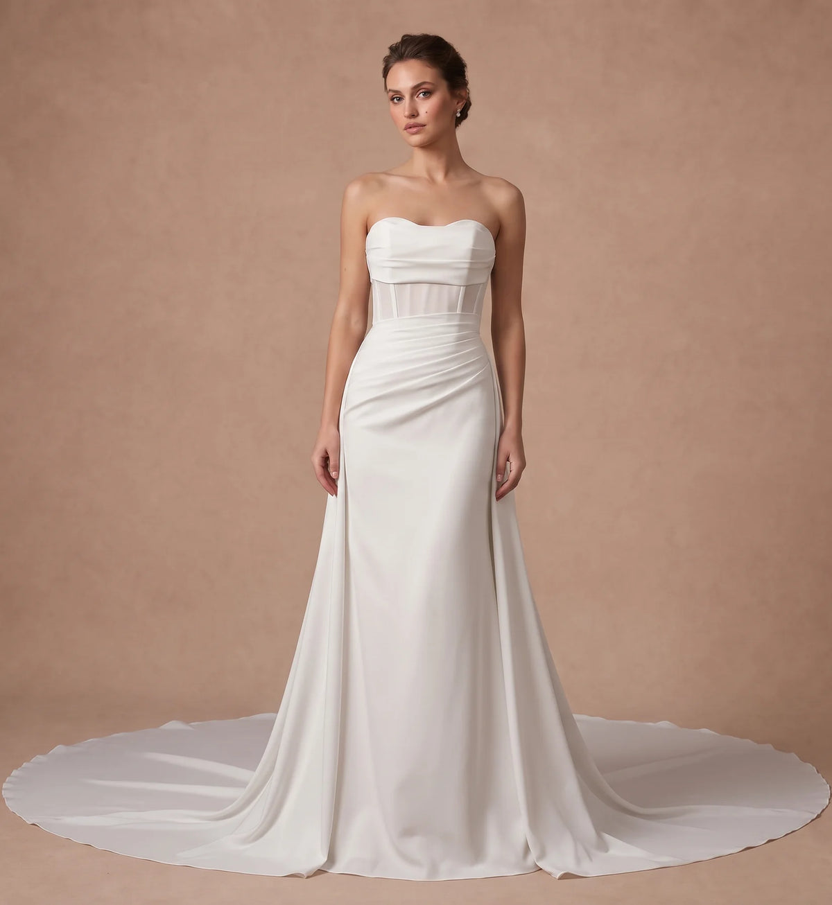 Robe de mariée Sirène Bustier avec Traîne amovible