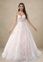 Robe de mariée à strass avec dentelle fleurie