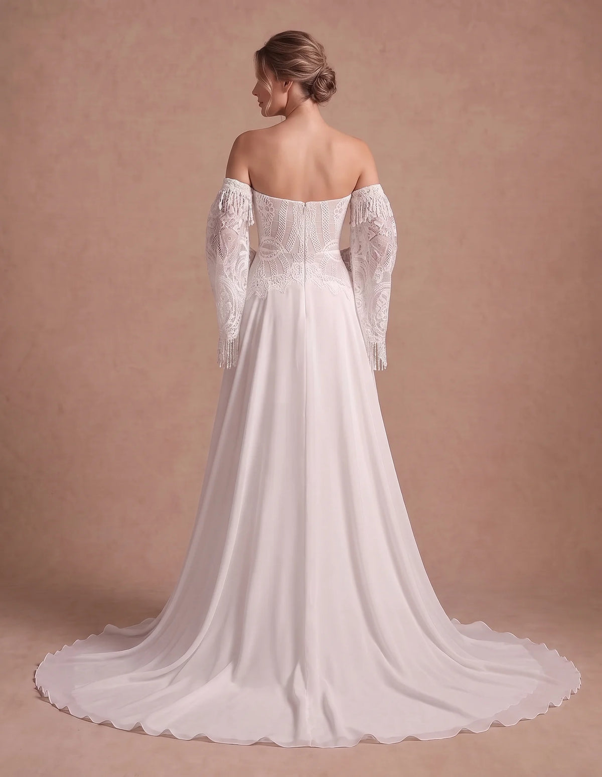 Robe de mariée bohème fluide de plage à bustier cœur
