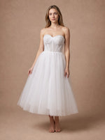 Robe de mariée civile courte en tulle à bustier