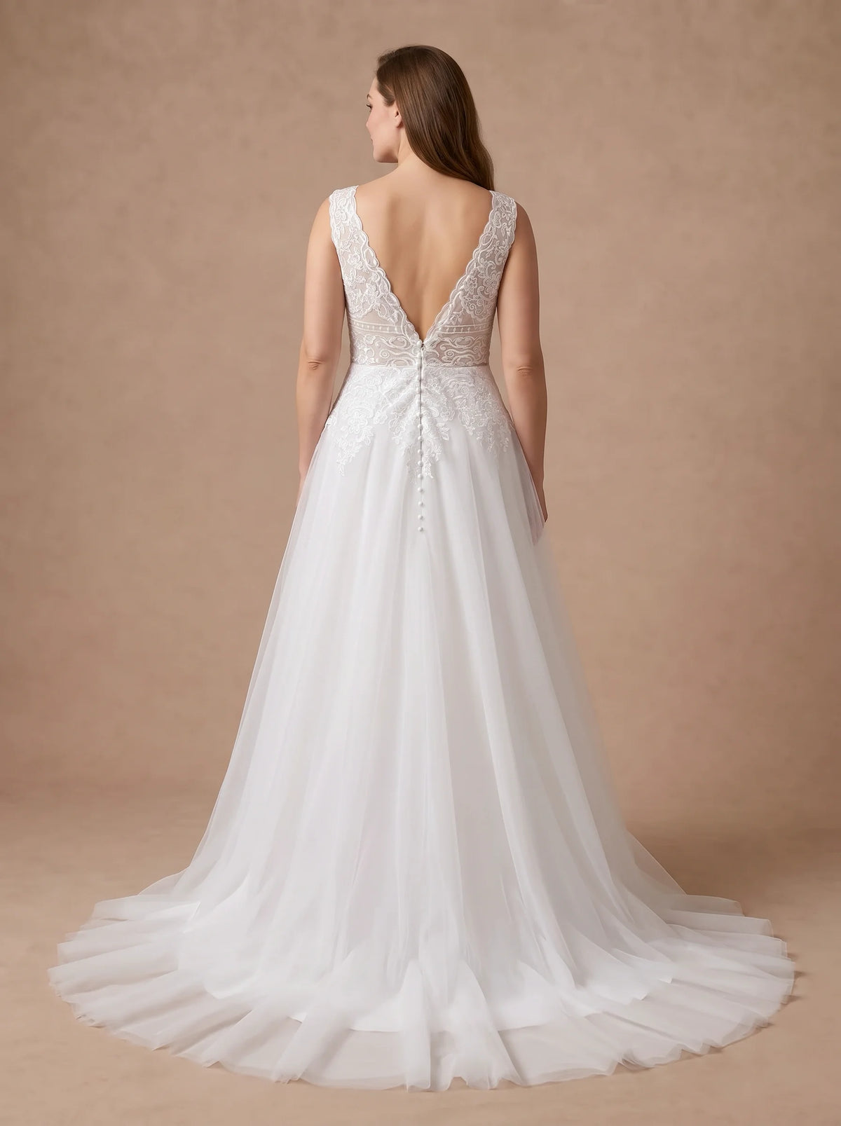 Robe de mariée dentelle femme ronde