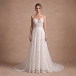 Robe de mariée en dentelle bohème de plage à dos lacé