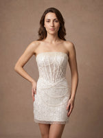 Robe de mariée mini à perles et strass
