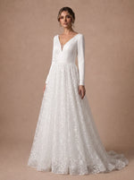 Robe de mariée trapèze manche longue