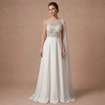 Robe de mariée asymétrique à perles et strass