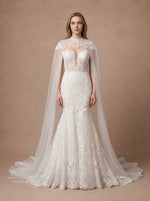 Robe de mariée bohème sirène à col en V profond