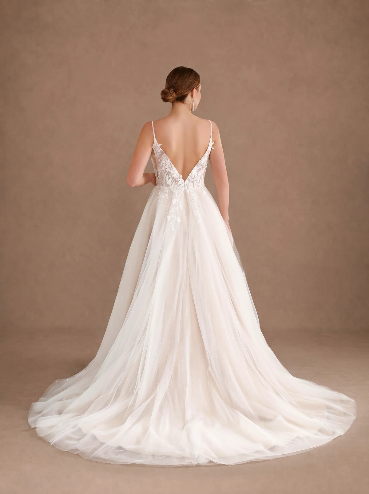Robe de mariée champagne tulle brodé
