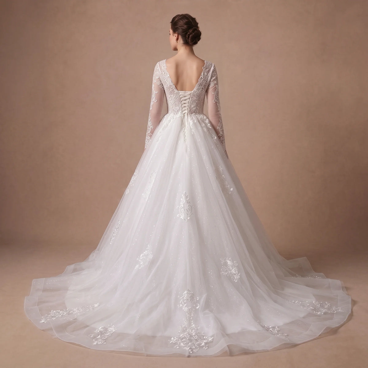 Robe de mariée classique manches longue