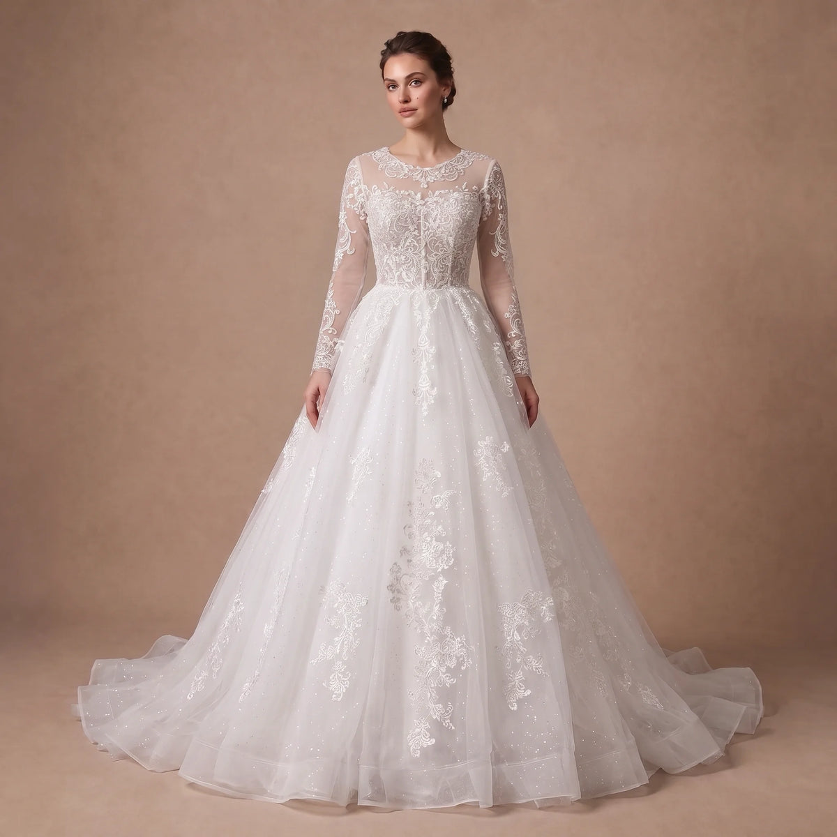 Robe de mariée classique manches longue