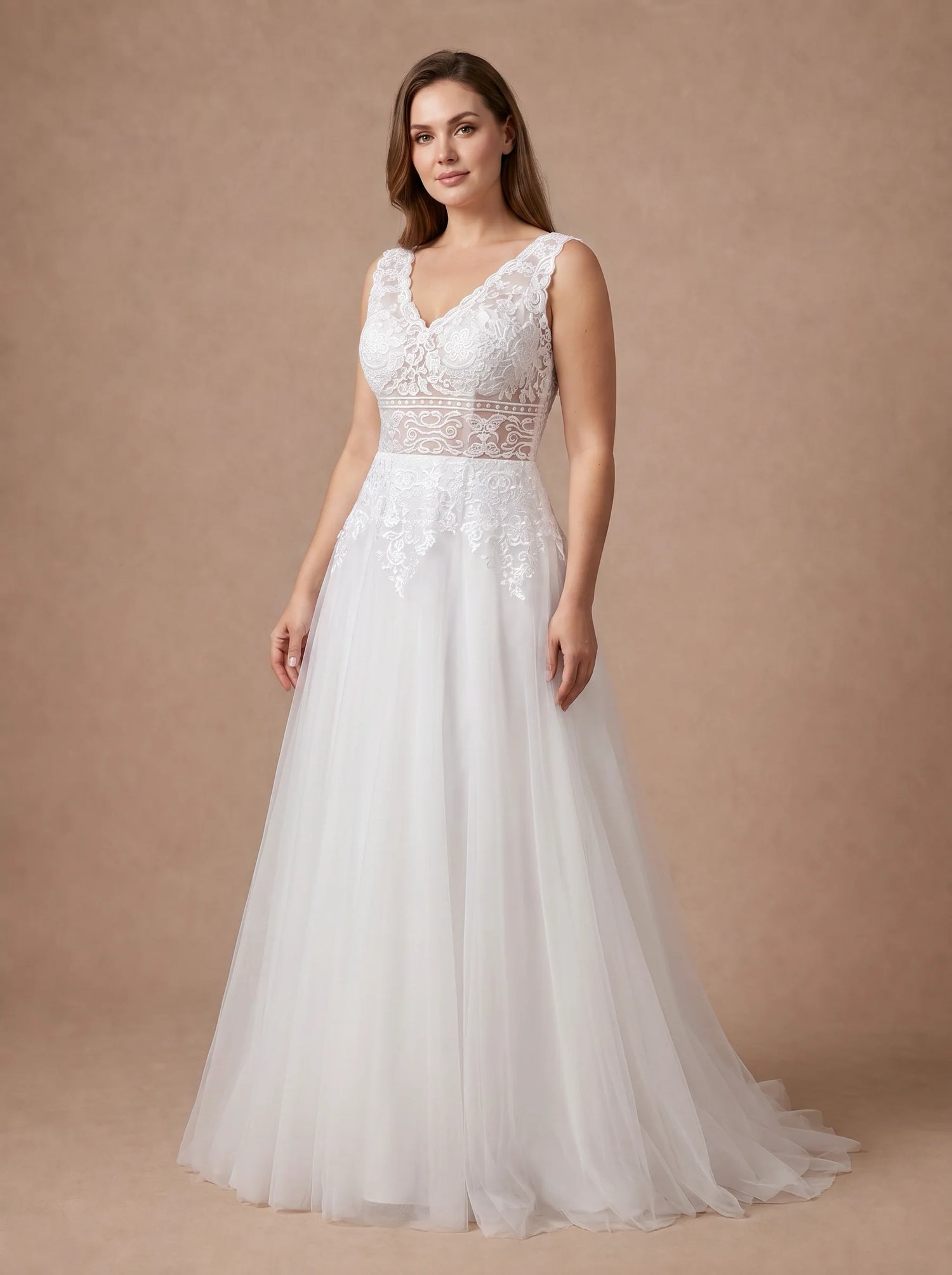 Robe de mariée dentelle femme ronde