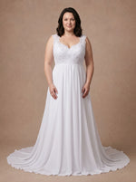 Robe de mariée femme ronde à bustier en dentelle et dos lacé