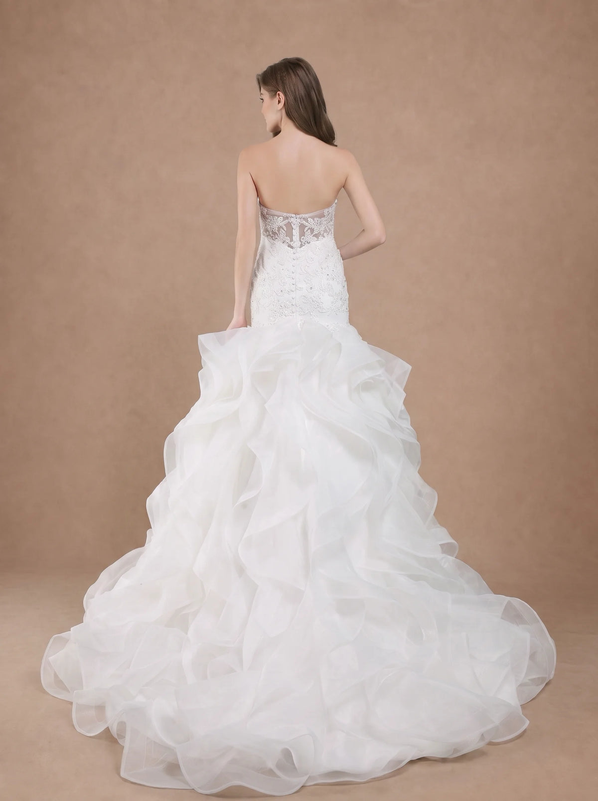 Robe de mariée sirène romantique organza