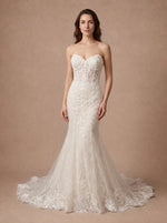 Robe de mariée sirène bustier cœur en dentelle