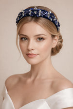 Serre tête mariage bleu marine