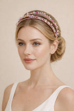 Serre tête mariage rose