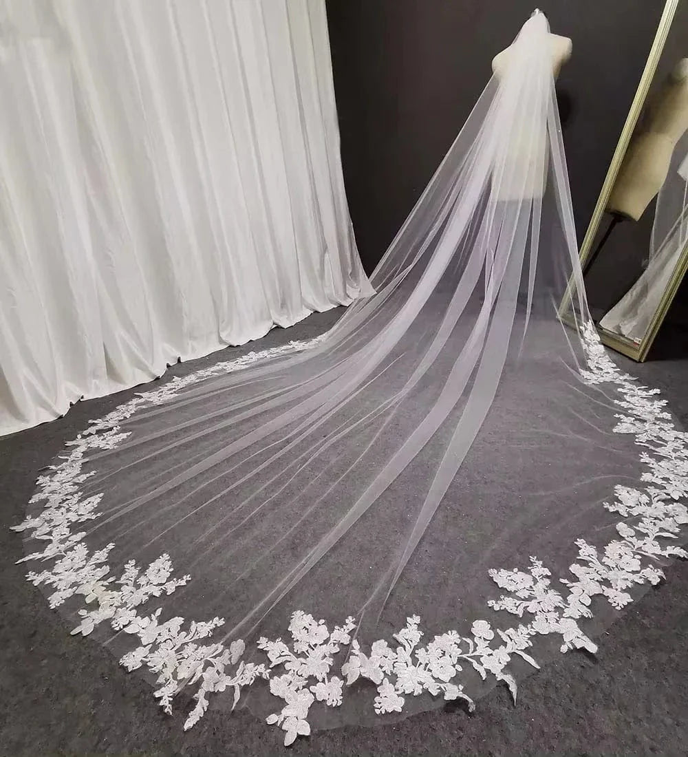 Détails de Voile de Mariee Long en Dentelle