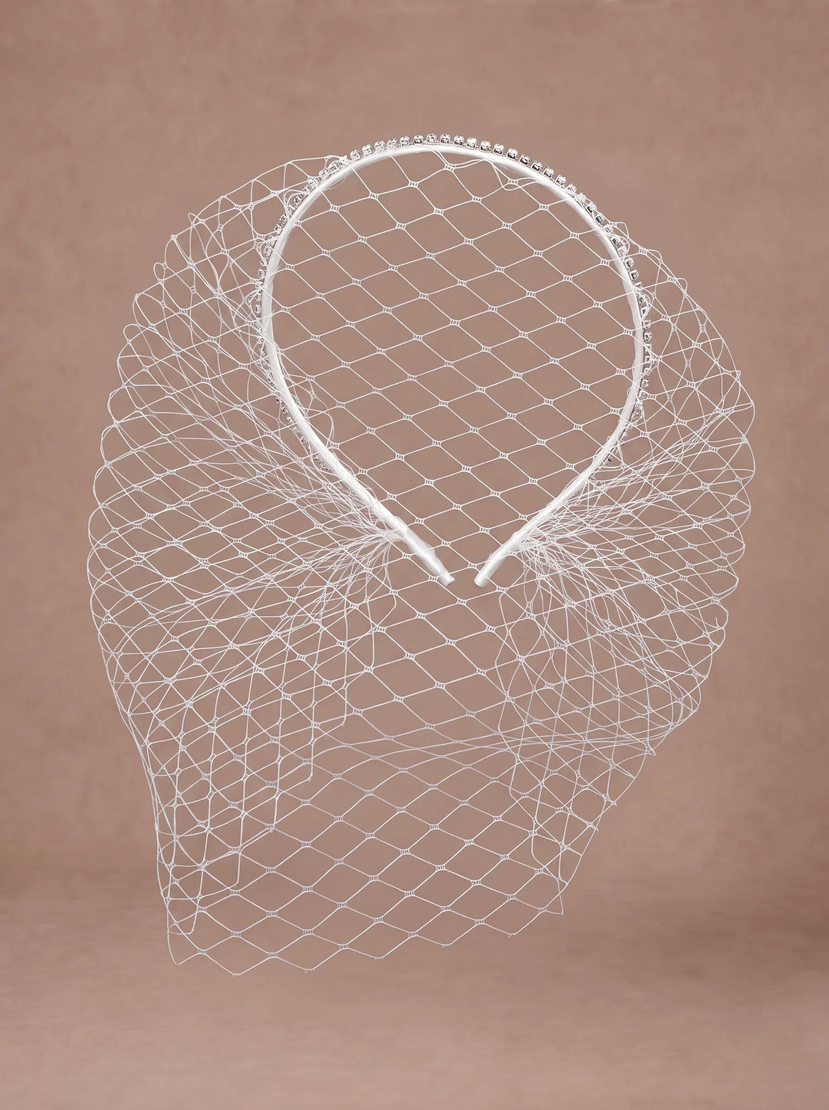 Voile cage à oiseau de mariée avec serre-tête strass