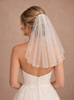 Voile de mariée court blanc à perles – 55 cm