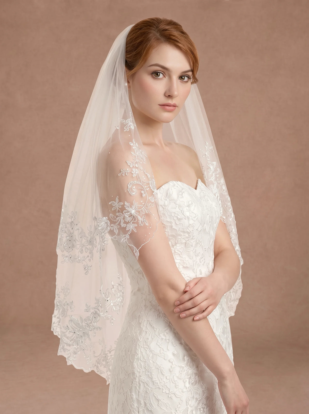 Voile de mariée court en dentelle