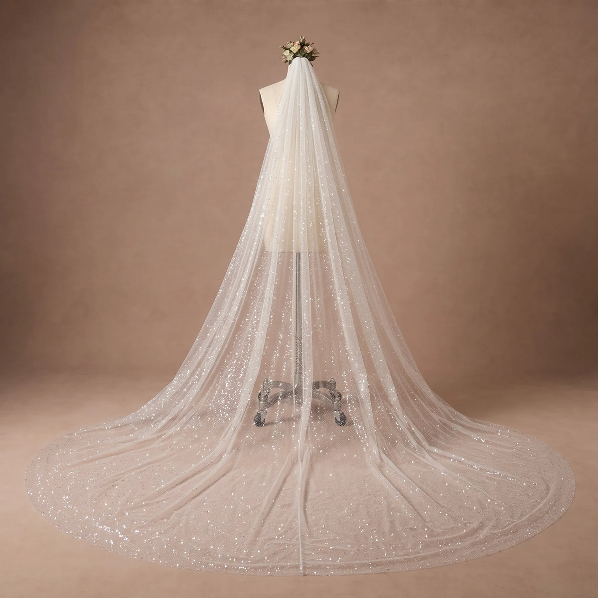 Voile de mariée scintillant long - 300 cm