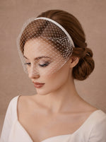 Voile cage à oiseau blanc de mariée avec serre-tête