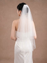 Voile de mariée blanc volumineux à perles – 80 cm