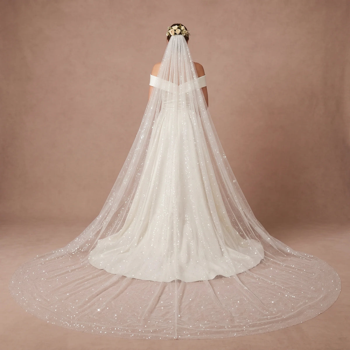 Voile de mariée scintillant long - 300 cm