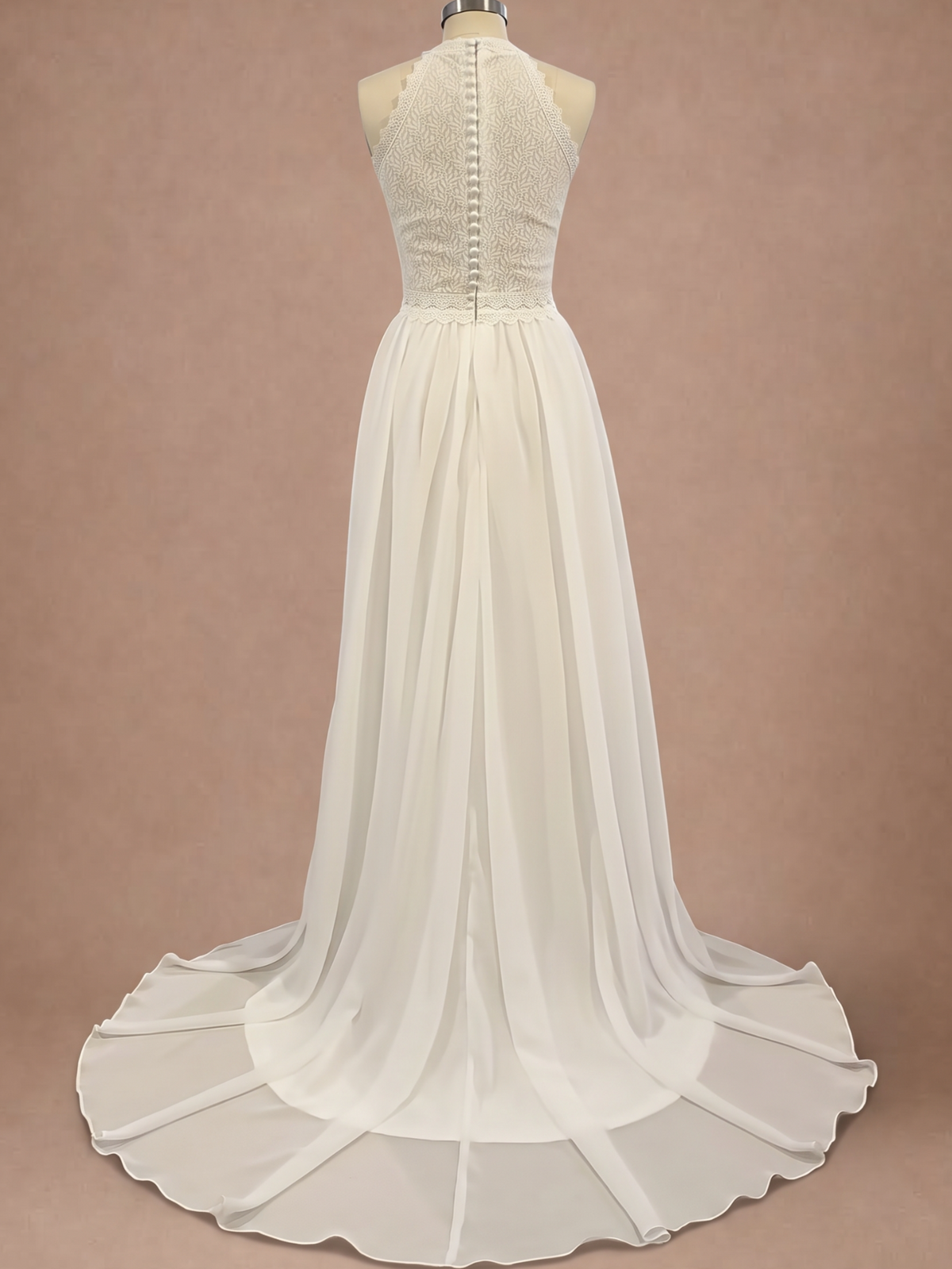 Robe bohème pour mariage civil — Mannequin — dos entier