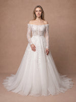 Robe de mariée blanche pailletée — Modèle — face